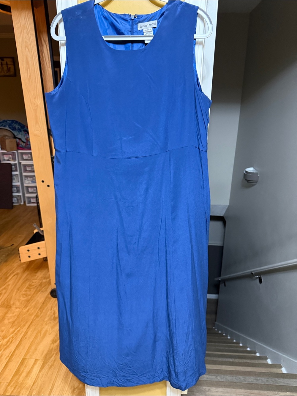 Jessica London 100% Silk Blue Sleeveless Sheath Dress Plus 20WP